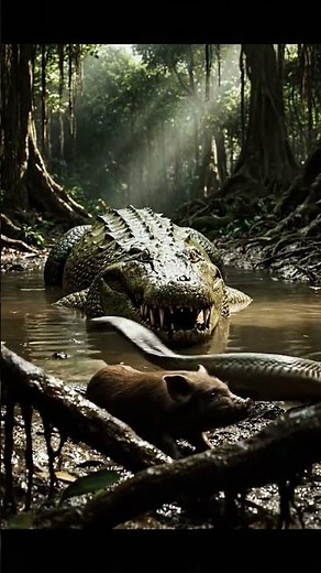 Crocodile Launches a Fierce Attack on the Deadly Cobra!