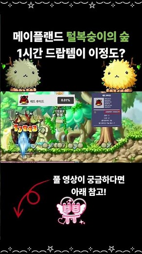 [메랜/털미굴] 1시간에 600만을 버는 사냥터가 있다 뿌슝빠슝?! #shorts #메이플랜드 #메랜 #털복숭이의숲 #메랜쩔 #썬콜사냥터