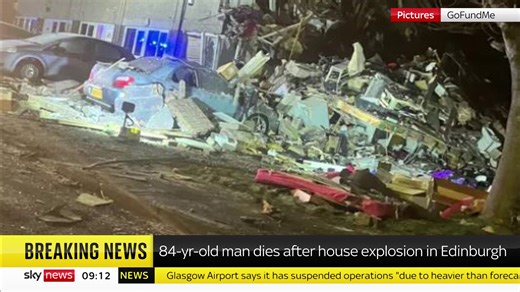 BREAKING: An 84-year-old man has died after a large explosion at a house in Edinburgh https://trib.al/LL1lel9 📺 Sky 501, Virgin 602, Freeview 233 and YouTube | Sky News