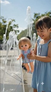 Let's play in the fountain #CuteMeruChan