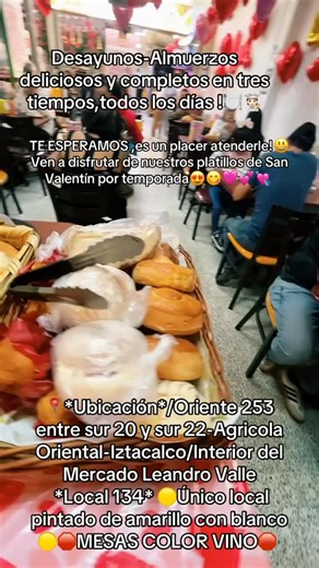 Comedor El Rincón de Leslie on Instagram: "¡🌞Buenos días! 😋☕️🍳🥨🥯🥞🥓Comedor 🍽️El Rincón de Leslie🌻Menú Desayunos-Almuerzos deliciosos y completos en tres tiempos,todos los días !🍽️🧑🏻‍🍳Servicio a domicilio sin ningún costo 🛵Llama al 📞 -55 6547 5173 Msj Whats App 📲-55 6450 3587 📍*Ubicación*/Oriente 253 entre sur 20 y sur 22-Agricola Oriental-Iztacalco/Interior del Mercado Leandro Valle *Local 134* 🟡Único local pintado de amarillo con blanco🟡🛑MESAS COLOR VINO🛑 TE ESPERAMOS ,es u