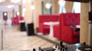 Control panel in the music area in hall of art cafe