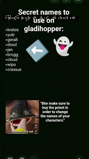 secret names for gladihopper #gaming #gladihoppers #secrets #footage #mlg #music
