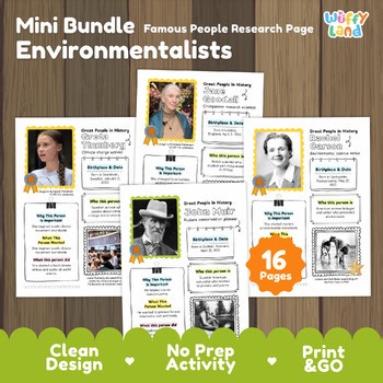 Famous Environmentalists & Nature Research Project | Earth Day Biography Bundle