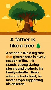 1.1M views · 14K reactions | ✨ Learn English through a meaningful and emotional lesson — “A Father Is Like a Tree.” This short message shows how a father gives shelter, strength, and silent support just like a tree. He stands strong in every storm so his family can live in peace. Improve your English naturally while learning the deep value of a father’s love! ✨ #LearnEnglish #FatherLove #EnglishPractice #LifeLesson #FamilyValue #RespectFather | Talim English | Facebook