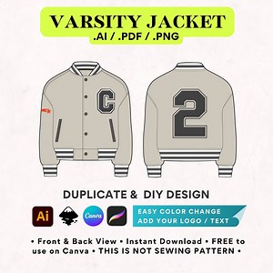 Streetwear Varsity Jacket Canva Template and Vector Mockup, Fully Editable Illustrator Procreate File - Etsy