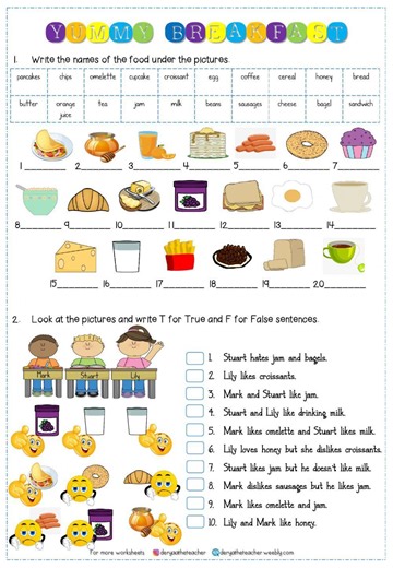 6.2. Yummy Breakfast worksheet