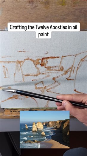 Comment ‘GUIDE’ below, to get my FREE Landscape Painting Blueprint Watch this 11” x 14” seascape come to life! 🌊 This is my study of the iconic Twelve Apostles on the Great Ocean Road, Australia and it’s been an incredible journey to capture its raw power and beauty. For this piece, I really focused on building up those crucial tonal values to create a sense of immense depth and atmospheric perspective. It’s all about making those ancient rock formations feel monumental and the ocean endless, j
