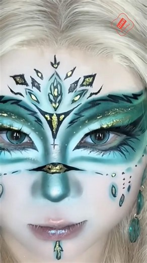 Mystic Emerald Goddess Makeup Tutorial ✨Fantasy Face Art Transformation #makeup #beauty #shortsfeed