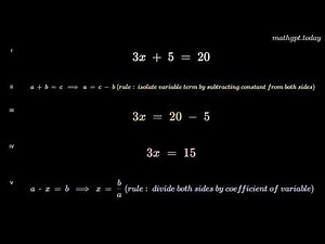 Solve 3x + 5 = 20 Step-by-Step | Quick Algebra Tutorial