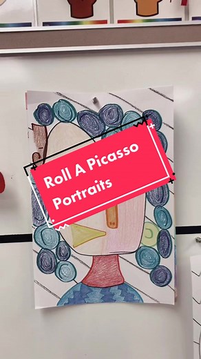 Roll•A•Picasso Portrait lesson with my 3rd graders! Their finished artworks are phenomenal! Not to mention, they loved this lesson! #artteachersoftiktok #studentartwork #rollapicasso