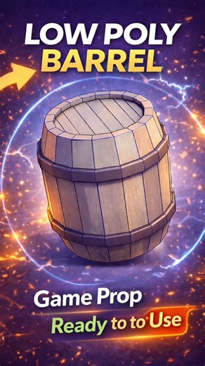 Low Poly Barrel | Game prop 3D Modeling