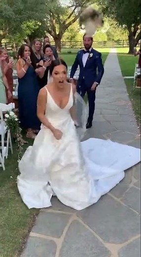 Bride vs Dog: Wedding Chaos Caught on Camera! 👰‍♀️🐕😆 #animalreactions #funny