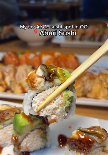 It really doesn’t get better than this… @aburisushibuenapark #AburiSushi 📍8285 On The Mall, Unit 217, Buena Park, CA 90620 ⏰ Open Hours: Every day: 11:30am-10:00pm Mon-Fri: Lunch until 3pm and Dinner Sat-Sun: Dinner all day 🔷Lunch: 11:30am-3:00pm Regular AYCE: $29.99 Sashimi AYCE: $40.98 🔷Dinner: 3:00pm-Close Regular AYCE: $34.99 Sashimi AYCE: $45.98 ⁠ #aycesushi #ayce #foryou #fyp AYCE Sushi in Orange County, Aburi Sushi in Buena Park