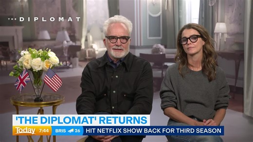 If you're looking for a new series to stream over the weekend, one of our favorite political thrillers, The Diplomat, is back for another season. Keri Russell returns as Ambassador Kate Wyler, with the show picking up from the bombshell cliffhanger that closed out season 2, featuring Allison Janney's Grace Penn stepping into the Oval Office and Bradley Whitford joining the cast as Grace's husband, Todd. #9Today | WATCH LIVE 5.30am | TODAY