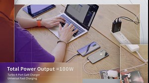 MINIX 100W Turbo 4-Port GaN Wall Charger 2 x USB-A Quick Charge 3.0, 2 x USB-C Power Delivery Adapter Compatible with MacBook Pro Air, iPad Pro, iPhone 11 Pro,Max XR XS X SE2 and More (NEO P2)