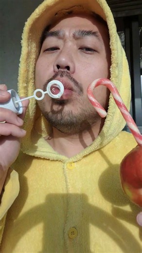 ASMR Candy Cane & blowing bubbles sounds #youtubeshorts #shorts