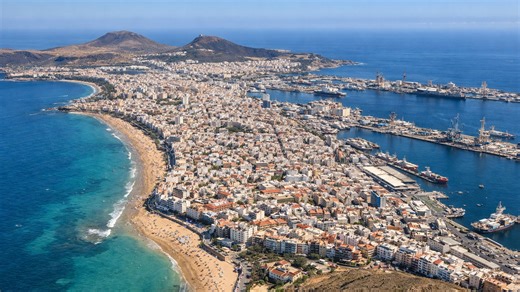 Aerial view of Gran Canaria city and beaches