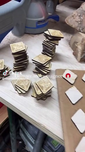 Mass production of magnets and other items is a breeze with Thunder. These are fantastic! Repost @Happy’s Gifts and Apparel Making magnets for Tree Card with laser technology from Thunder Laser #lasercutting #customcrafts #thundsrlaser #familyownedbusiness #woodworker