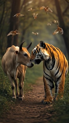 Jab Tiger Bana Cow Ka Dost 🐯🐄