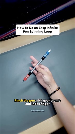 Ryzing Spins on Instagram: "Learn how to do an easy infinite pen spinning loop and master this fun trick in no time! 🖊✨ Don’t forget to follow for more pen spinning tutorials and tips. Let’s learn pen spinning together and level up your skills! 💫 #penspinning #tricks #reels #satisfying #infinite #endless #neverending #fun #tutorial #howto #challenge #art"