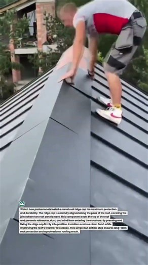 Perfect Metal Roof Ridge Cap Installation | Smart Roofing Trick #shorts #roofing #construction