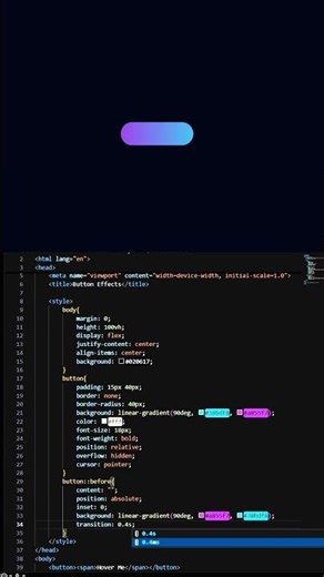 🔥 Gradient Slide Button Hover Effect | HTML CSS Animation #shorts #coding #htmlcss #uidesignlearning