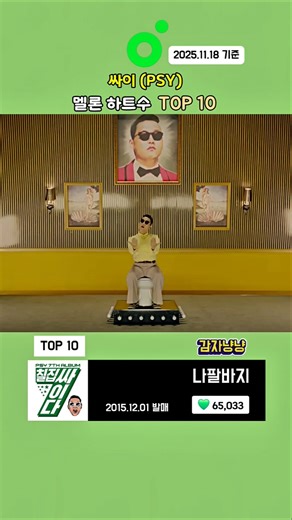 싸이 멜론 좋아요 수 TOP 10