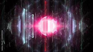 Conceptual animation of a quantum computer running, with physical waves of light, seamlessly loopable animation