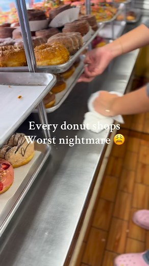 Every donut shops worst nightmare especially right after we just cleaned up (o e #crumbs #crumbseverywhere #alwayscleaning | California Donuts