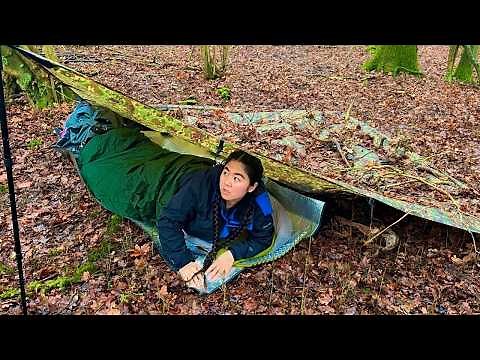Solo Stealth Tarp Camping in the Woods | Sleeping Alone with No Tent
