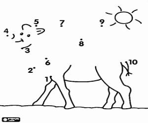 Dot to dot, a camel coloring page printable game