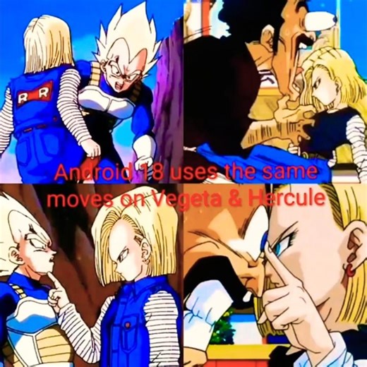 Android 18 Uses The Same Moves On Vegeta & Hercule