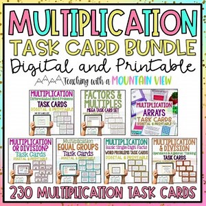 Multiplication Task Card Bundle | Differentiated Multiplication Practice