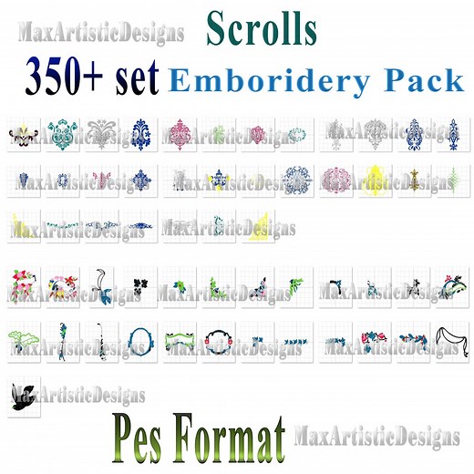 350+ Scroll Work Designs Embroidery Machine Patterns in Pes Format - Download - Etsy