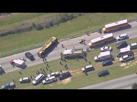 1 killed after blown tire causes school bus to flip on I-77, troopers say | WSOC-TV