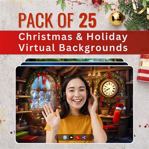Christmas Virtual Backgrounds Pack | Holiday Zoom Backgrounds | Festive Winter Digital Download Teams & Google Meet - Etsy