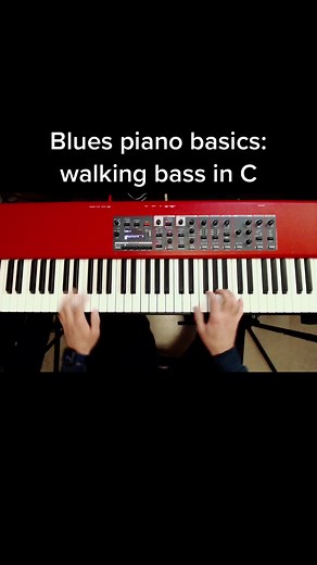 Blues Piano Walking Bass Tutorial in C for Beginner/Intermediate Players