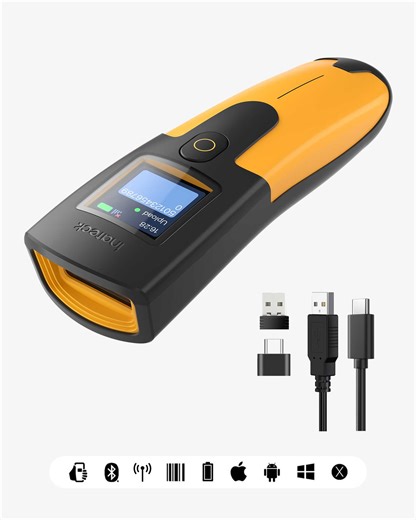 1D Wireless Barcode Scanner with 1.4" TFT Screen, 1000mAh Battery, Fast 1D Bar Code Scanning for Inventory, Library, Warehouse, Nano 230D