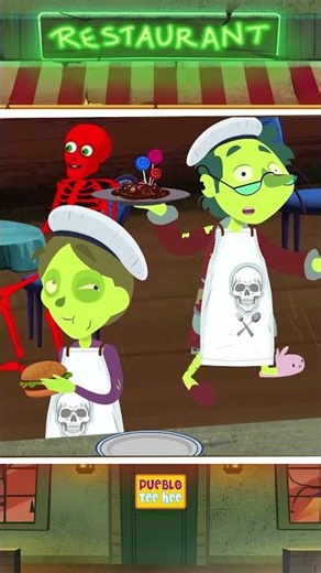 🧟Zombies Bailando con Dulces en el Restaurante 🍭#shorts #zombie #kidssong #puebloteehee