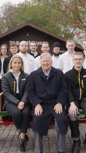 The voices of JCB history. JCB apprentices and graduates celebrated JCB’s 80th anniversary with style and sound. The apprentice-designed bench has been crafted by Early Careers talent in the style of Mr JCB’s first trailer, featuring audio from two generations of the Bamford family: Mr JCB and Lord Bamford. | JCB