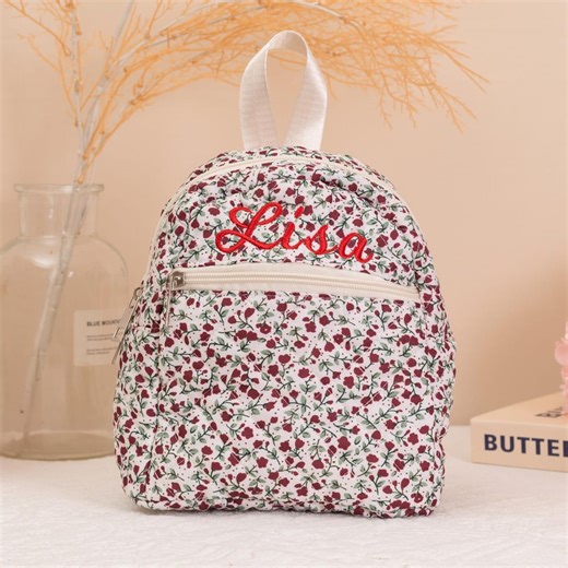 Custom Name Floral Backpack, Charming Mini Backpack With Extended Straps Gift for Her - Etsy