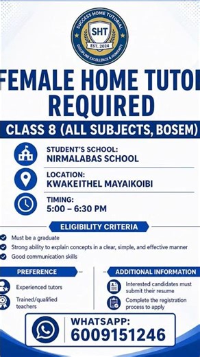 home tutor wanted6009151246