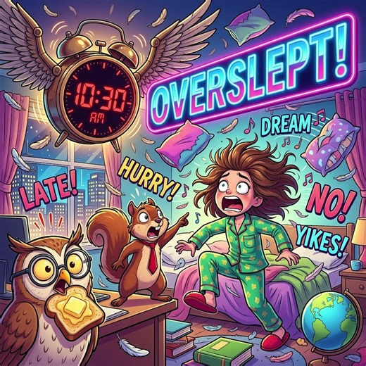 【日常トラブル・ハプニング英単語】目覚ましが鳴らなかった！Overslept寝坊したで大パニック！#英語の歌 #英語学習 #リスニング