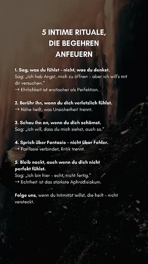 Intimität entsteht nicht durch Perfektion — sondern durch Mut. Die meisten fürchten Nähe, weil sie sich selbst für „nicht genug“ halten. Doch genau das, was du verstecken willst, ist oft das, was jemanden am tiefsten berührt. ✨ Echter Wunsch, echtes Begehren entsteht dort, wo zwei Menschen sich nicht mehr vorspielen, stark sein zu müssen. Wo man sagt, was man fühlt. Wo man berührt, ohne nachzudenken. Wo man bleibt, obwohl man Angst hat, gesehen zu werden. Begehren ist kein Spiel. Es ist ein Sich