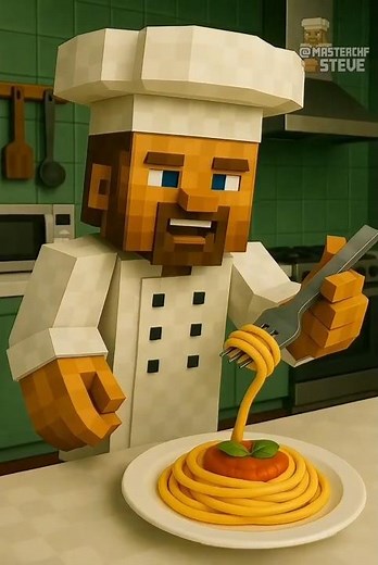 Cooking Spaghetti Pasta in Minecraft - Chef Steve’s Recipe! 🍝#pasta #minecraft #minecraftanimation