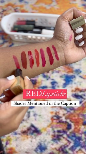 New Red Lipsticks in my Vanity♥️ @trysugar creamy Matte lipstick -Scarlette O’hara @myglamm liquid matte Lipstick -Cu46 @kirobeauty - Scarlete Poppy @oh_ind Liquid Matte lipstick- Tomato Red @trysugar Mousse Muse lipstick-06 Harmony in Red @neud_wd Liquid Matte lipstick - 21 @manishmalhotra05 @myglamm creamy Matte Lipstick- Ruby Runway . . . . . #lipstick #redlipstick #redlipstickcollection #lipsticks #lipstickswatch #newlipstick #mattelipstick #creamylipstick #drugstorelipstick #affordablelipst