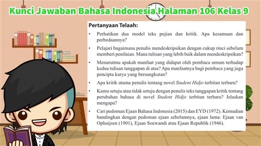 Apa Perbedaan Teks Pujian dan Kritik? Kunci Jawaban Bahasa Indonesia Kelas 9 Halaman 106-108 - Tribunnewsmaker.com