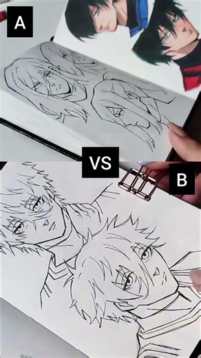 Anime Drawing Transformation ✨ Red Hair vs White Hair Anime Art 🎨 #shorts