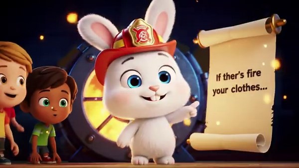 Learn Fire Safety with Bunny 🐰 | Stop, Drop & Roll Dance Song
